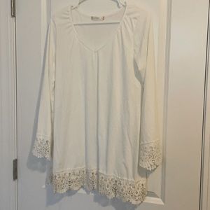 Cream tunic with lace detail